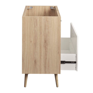 Modway Furniture Maverick 36" Bathroom Vanity Cabinet with Tapered Legs & Ample Storage – Modern Oak Finish EEI-6268-OAK-WHI