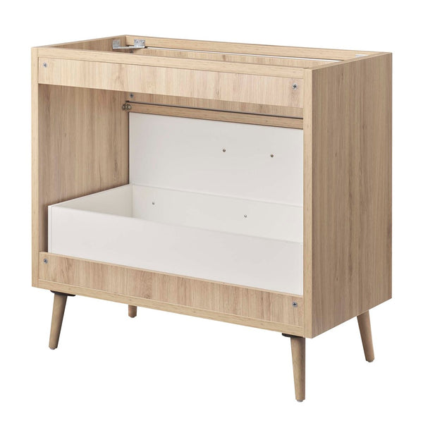 Modway Furniture Maverick 36" Bathroom Vanity Cabinet with Tapered Legs & Ample Storage – Modern Oak Finish EEI-6268-OAK-WHI