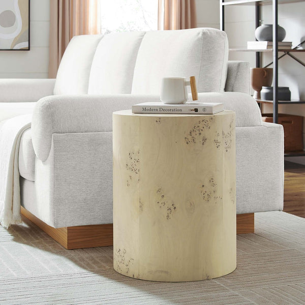 Modway Furniture Cosmos 16" Round Burl Wood Side Table - Modern Accent Piece for Living Room and Bedroom Decor Bleached Burl EEI-6271-BLB