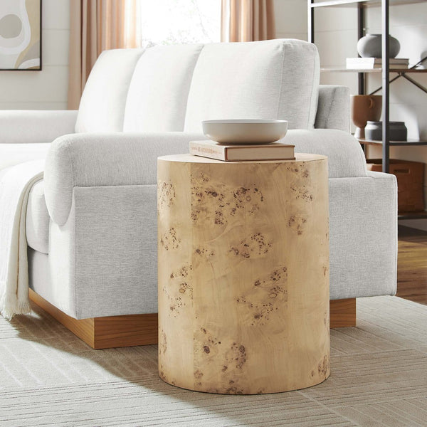 Modway Furniture Cosmos 16" Round Burl Wood Side Table - Modern Accent Piece for Living Room and Bedroom Decor Natural Burl EEI-6271-NAB