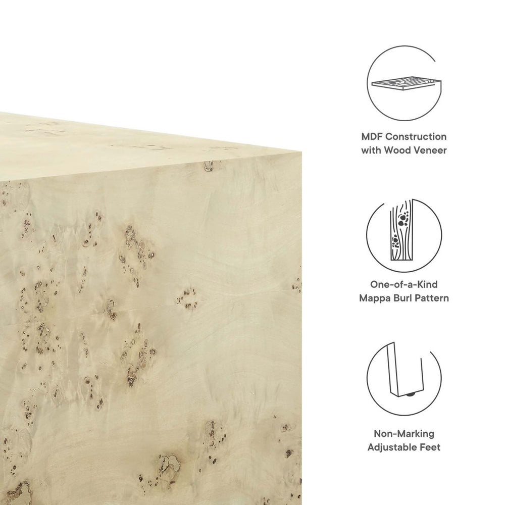 Modway Furniture Cosmos 36" Square Coffee Table - Modern Burl Wood Design with Unique Patterns for Timeless Elegance Bleached Burl EEI-6272-BLB