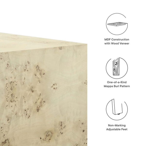 Modway Furniture Cosmos 36" Square Coffee Table - Modern Burl Wood Design with Unique Patterns for Timeless Elegance Bleached Burl EEI-6272-BLB