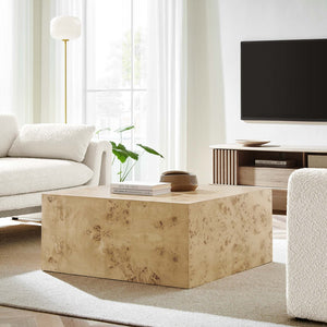 Modway Furniture Cosmos 36" Square Coffee Table - Modern Burl Wood Design with Unique Patterns for Timeless Elegance Natural Burl EEI-6272-NAB