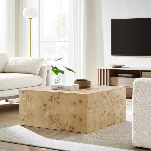 Modway Furniture Cosmos 36" Square Coffee Table - Modern Burl Wood Design with Unique Patterns for Timeless Elegance Natural Burl EEI-6272-NAB