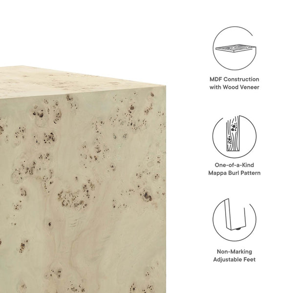 Modway Furniture Cosmos 16" Square Burl Wood Side Table - Modern Accent Piece for Living Rooms and Bedrooms Bleached Burl EEI-6273-BLB