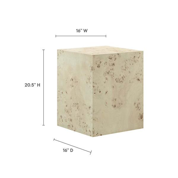 Modway Furniture Cosmos 16" Square Burl Wood Side Table - Modern Accent Piece for Living Rooms and Bedrooms Bleached Burl EEI-6273-BLB