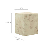 Modway Furniture Cosmos 16" Square Burl Wood Side Table Bleached Burl 16 x 16 x 20.5