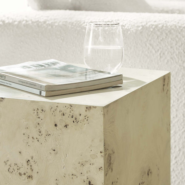 Modway Furniture Cosmos 16" Square Burl Wood Side Table - Modern Accent Piece for Living Rooms and Bedrooms Bleached Burl EEI-6273-BLB