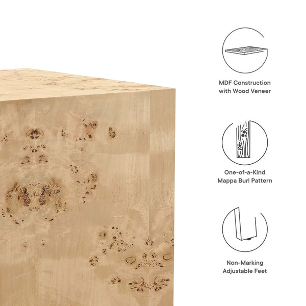 Modway Furniture Cosmos 16" Square Burl Wood Side Table - Modern Accent Piece for Living Rooms and Bedrooms Natural Burl EEI-6273-NAB