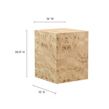 Modway Furniture Cosmos 16" Square Burl Wood Side Table Natural Burl 16 x 16 x 20.5