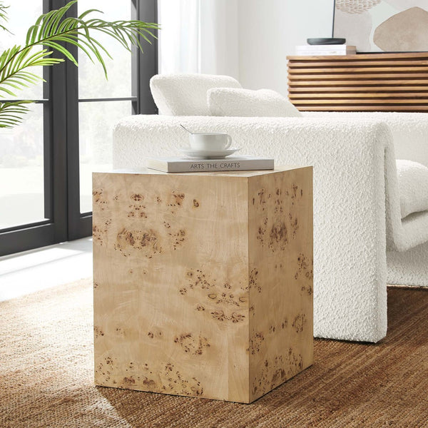 Modway Furniture Cosmos 16" Square Burl Wood Side Table - Modern Accent Piece for Living Rooms and Bedrooms Natural Burl EEI-6273-NAB
