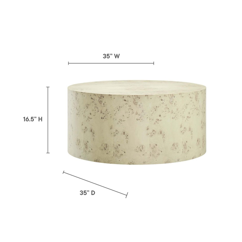 Modway Furniture Cosmos 35" Round Burl Wood Coffee Table - Contemporary Design for Modern Living Spaces and Durability Bleached Burl EEI-6274-BLB