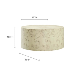 Modway Furniture Cosmos 35" Round Burl Wood Coffee Table - Contemporary Design for Modern Living Spaces and Durability Bleached Burl EEI-6274-BLB