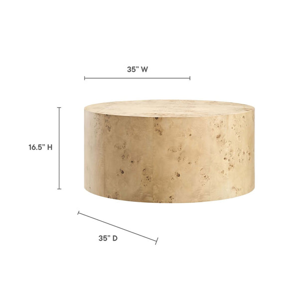 Modway Furniture Cosmos 35" Round Burl Wood Coffee Table - Contemporary Design for Modern Living Spaces and Durability Natural Burl EEI-6274-NAB