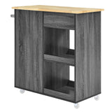 Modway Furniture Culinary Kitchen Cart With Towel Bar Charcoal Natural 16.5 x 34 x 35.5