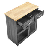 Modway Furniture Culinary Kitchen Cart With Towel Bar Charcoal Natural 16.5 x 34 x 35.5