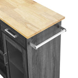 Modway Furniture Culinary Kitchen Cart With Towel Bar Charcoal Natural 16.5 x 34 x 35.5