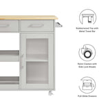 Modway Furniture Culinary Kitchen Cart With Towel Bar Light Gray Natural 16.5 x 34 x 35.5