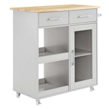 Modway Furniture Culinary Kitchen Cart With Towel Bar Light Gray Natural 16.5 x 34 x 35.5