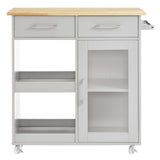 Modway Furniture Culinary Kitchen Cart With Towel Bar Light Gray Natural 16.5 x 34 x 35.5