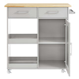 Modway Furniture Culinary Kitchen Cart With Towel Bar Light Gray Natural 16.5 x 34 x 35.5