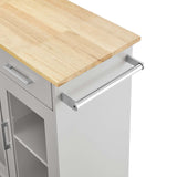 Modway Furniture Culinary Kitchen Cart With Towel Bar Light Gray Natural 16.5 x 34 x 35.5