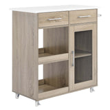 Modway Furniture Culinary Kitchen Cart With Towel Bar Oak White 16.5 x 34 x 35.5