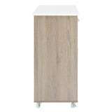 Modway Furniture Culinary Kitchen Cart With Towel Bar Oak White 16.5 x 34 x 35.5