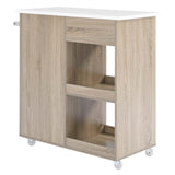 Modway Furniture Culinary Kitchen Cart With Towel Bar Oak White 16.5 x 34 x 35.5