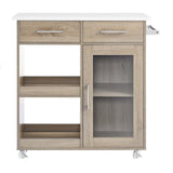 Modway Furniture Culinary Kitchen Cart With Towel Bar Oak White 16.5 x 34 x 35.5