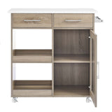 Modway Furniture Culinary Kitchen Cart With Towel Bar Oak White 16.5 x 34 x 35.5