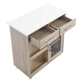 Modway Furniture Culinary Kitchen Cart With Towel Bar Oak White 16.5 x 34 x 35.5