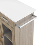 Modway Furniture Culinary Kitchen Cart With Towel Bar Oak White 16.5 x 34 x 35.5