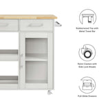 Modway Furniture Culinary Kitchen Cart With Towel Bar White Natural 16.5 x 34 x 35.5