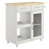 Modway Furniture Culinary Kitchen Cart With Towel Bar White Natural 16.5 x 34 x 35.5