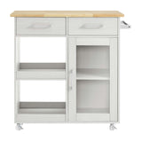 Modway Furniture Culinary Kitchen Cart With Towel Bar White Natural 16.5 x 34 x 35.5