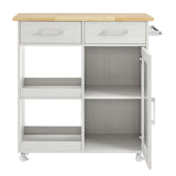 Modway Furniture Culinary Kitchen Cart With Towel Bar White Natural 16.5 x 34 x 35.5