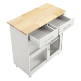 Modway Furniture Culinary Kitchen Cart With Towel Bar White Natural 16.5 x 34 x 35.5