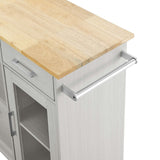 Modway Furniture Culinary Kitchen Cart With Towel Bar White Natural 16.5 x 34 x 35.5