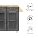 Modway Furniture Cuisine Kitchen Cart Charcoal Natural 16.5 x 33 x 35