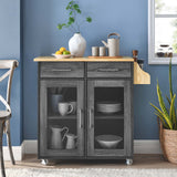 Modway Furniture Cuisine Kitchen Cart Charcoal Natural 16.5 x 33 x 35