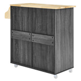 Modway Furniture Cuisine Kitchen Cart Charcoal Natural 16.5 x 33 x 35