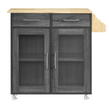 Modway Furniture Cuisine Kitchen Cart Charcoal Natural 16.5 x 33 x 35