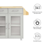 Modway Furniture Cuisine Kitchen Cart Light Gray Natural 16.5 x 33 x 35