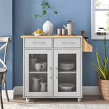 Modway Furniture Cuisine Kitchen Cart Light Gray Natural 16.5 x 33 x 35