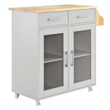 Modway Furniture Cuisine Kitchen Cart Light Gray Natural 16.5 x 33 x 35