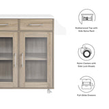 Modway Furniture Cuisine Kitchen Cart Oak White 16.5 x 33 x 35