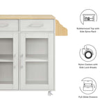 Modway Furniture Cuisine Kitchen Cart White Natural 16.5 x 33 x 35