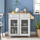 Modway Furniture Cuisine Kitchen Cart White Natural 16.5 x 33 x 35