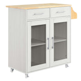 Modway Furniture Cuisine Kitchen Cart White Natural 16.5 x 33 x 35